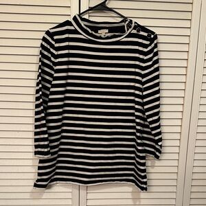 Talbots Black and White Striped Top Size Large